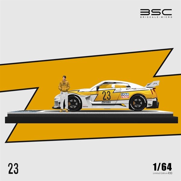 Mô hình xe H300 Trailer + Nissan GTR R35 Silhouette LB WORKS Livery Lightning 23 tỉ lệ 1:64 Briscale Micro BSC641530 - BSC647212
