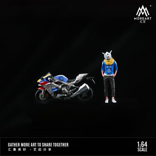 Mô hình nhân vật và mô tô Kawasaki Ninja H2 Gundam RX-78-2 Human's figure Set tỉ lệ 1:64 Modernart More art MO222046