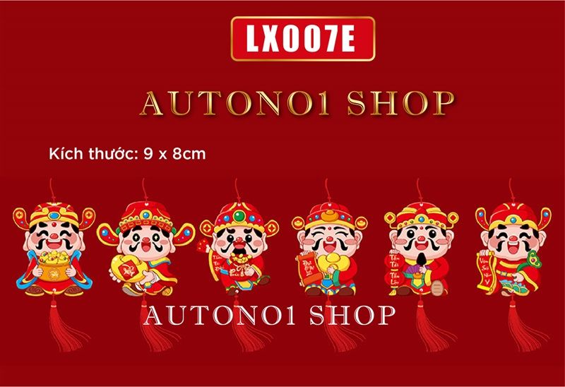 Combo bộ 6 liễng dây treo trang trí có hình chúc Tết - Tài lộc 2024 8x9cm Autono1 LX007