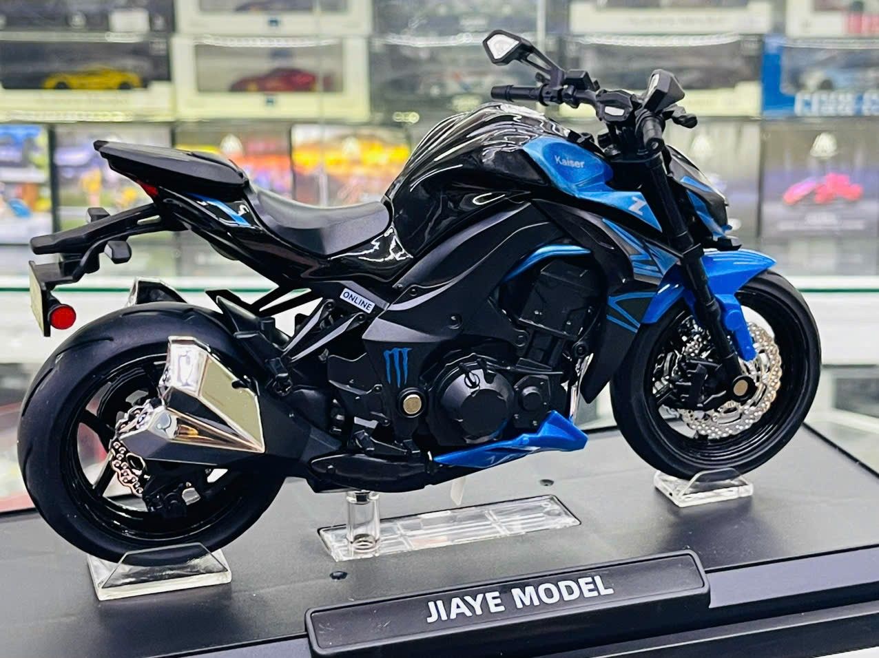 Mô hình xe mô tô Kawasaki Ninja Z1000 có ben nâng tỉ lệ 1:12 Jiaye model MT12015
