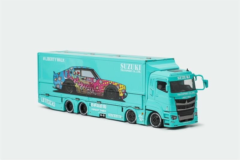 Mô hình xe Mitsubishi Fuso Super Great Transport LBWK Blue Truck tỉ lệ 1:64 GCD OT64189