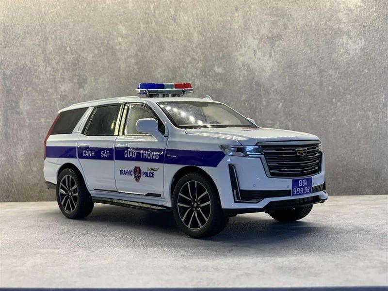 Mô hình xe ô tô độ CSGT tỉ lệ 1:24 Chezhi Autono1 Cadillac Escalade White full open - có đèn - âm thanh tỉ lệ 1:24 OK Model DO24008