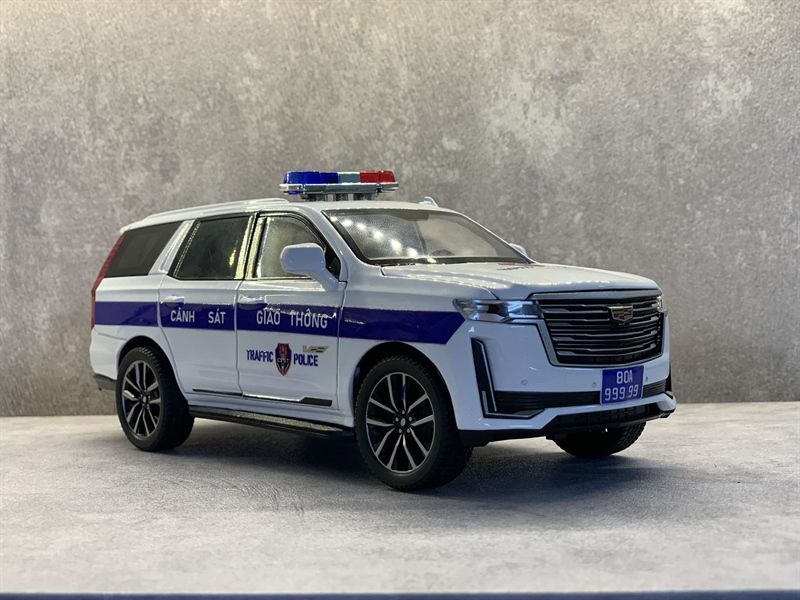 Mô hình xe ô tô độ CSGT tỉ lệ 1:24 Chezhi Autono1 Cadillac Escalade White full open - có đèn - âm thanh tỉ lệ 1:24 OK Model DO24008