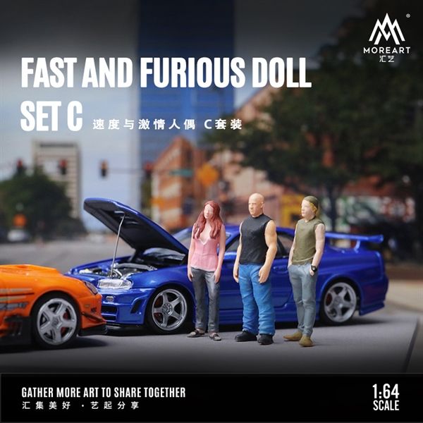 Mô hình nhân vật figure set 3 người nhân vật phim Fast & Furious tỉ lệ 1:64 MoreArt MO642072