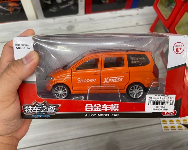 Mô hình xe độ dịch vụ Wuling Cargo custom Shopee express full open có âm thanh - đèn tỉ lệ 1:32 Autono1 OT336
