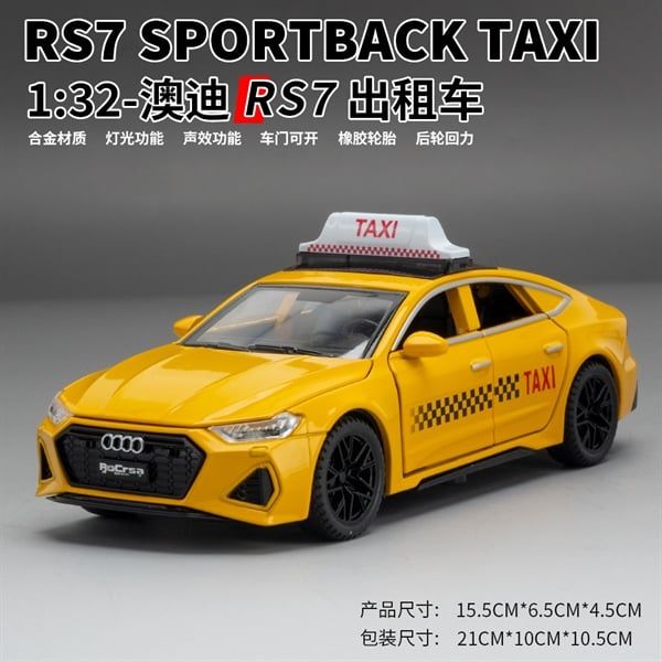 Mô hình xe ô tô dịch vụ taxi Audi RS7 super sport full open - có đèn - âm thanh tỉ lệ 1:32 Chimei model OT521