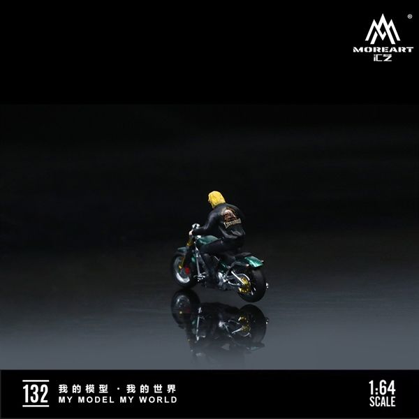 Mô hình xe và nhân vật figure Harley men's motorcycle party green tỉ lệ 1:64 MoreArt MO222132