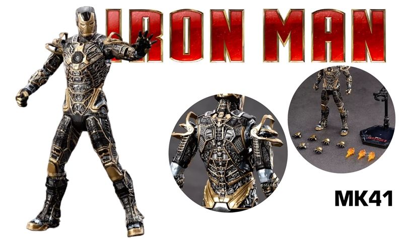 Mô hình nhân vật Marvel Iron man người sắt Mark 41 MK41 SHF Iron man 3 tỉ lệ 1:10 23CM ZD Toys FG262
