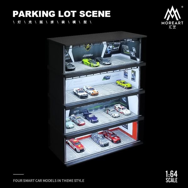 Hộp trưng bày mica mô phỏng bãi đỗ xe NISSAN kích thước 30x13.3x10cm tỉ lệ 1:64 MoreArt MO914008