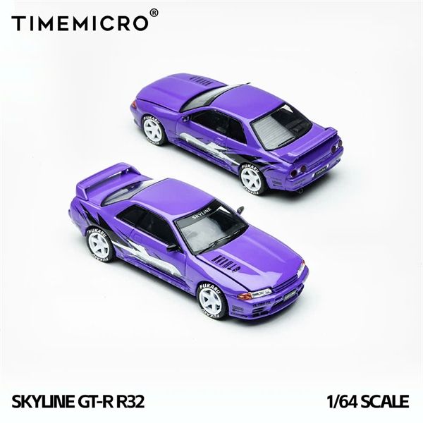 Mô hình xe Nissan Skyline GT-R R32 Los Santos Drift - Purple tỉ lệ 1:64 Time Micro TM644141