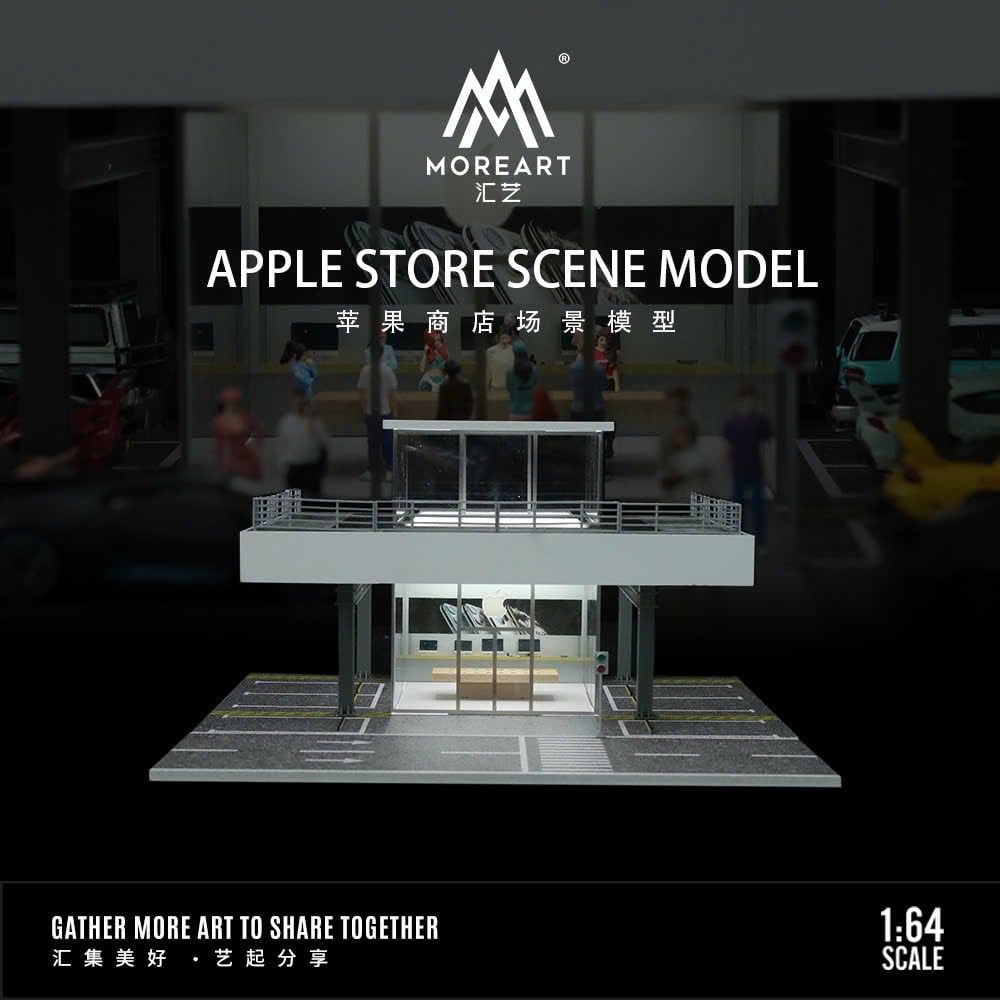 Hộp trưng bày showroom Apple garage để xe có tầng có đèn tỉ lệ 1:64 MO936208 More Art