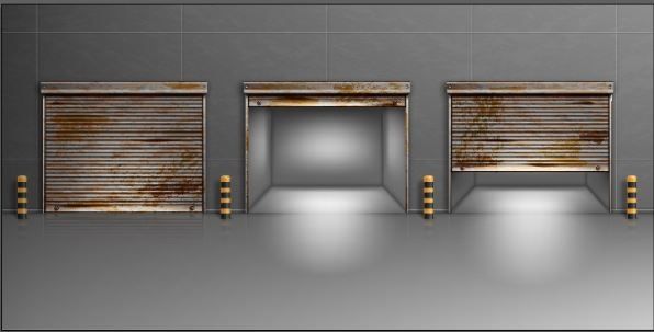 Diorama trưng bày 1 mặt background Nhà kho gray dành cho mô hình DR022