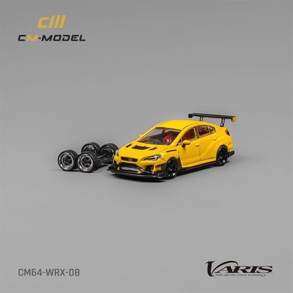 Mô hình xe Subaru WRX Varis Widebody 2.0 Yellow có bánh xe thay thế tỉ lệ 1:64 CM model CM64-WRX-08