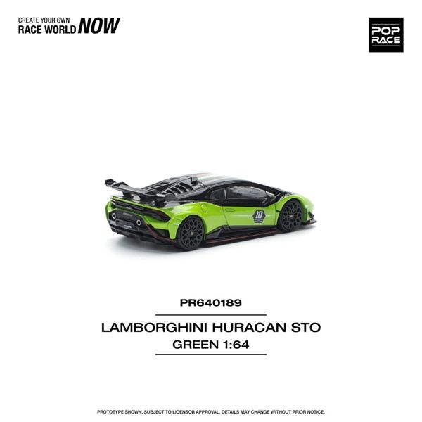 LAMBORGHINI HURACAN STO (LP640-2) 10 ANNIVERSARIO - GREEN/BLACK tỉ lệ 1:64 Poprace PR640189
