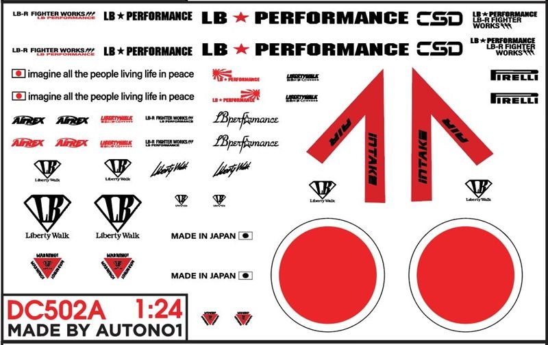 DECAL NƯỚC LIBERTY WALK 1:24 AUTONO1 DC502A