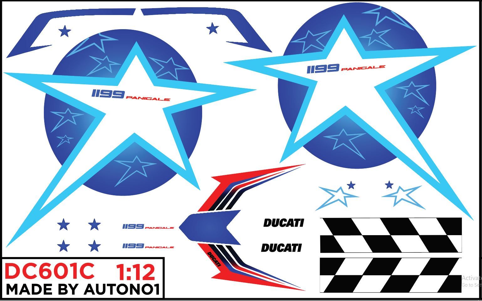  Decal nước độ Ducati 1199 Panigale Nicky Hayden tỉ lệ 1:12 Autono1 DC601C 