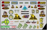  Decal nước trang trí xe Monster-Ohlins-Bridgestone-The doctor-46 dán mọi nền màu cho xe mô hình tỉ lệ 1:12 DC701A 