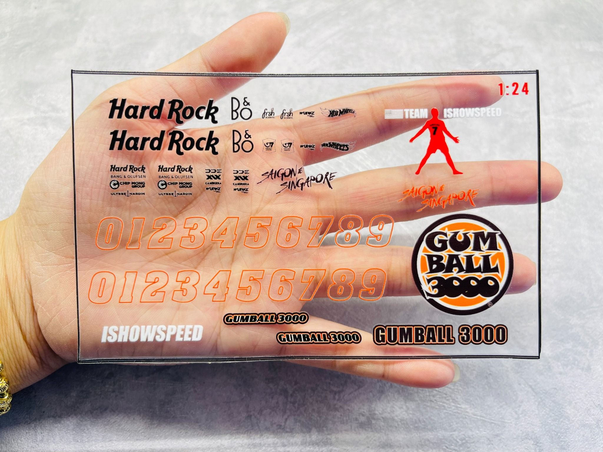 Decal UV sự kiện Gumball 3000 cho mô hình ô tô tỉ lệ 1:24 dán tất cả nền màu Autono1 DC830