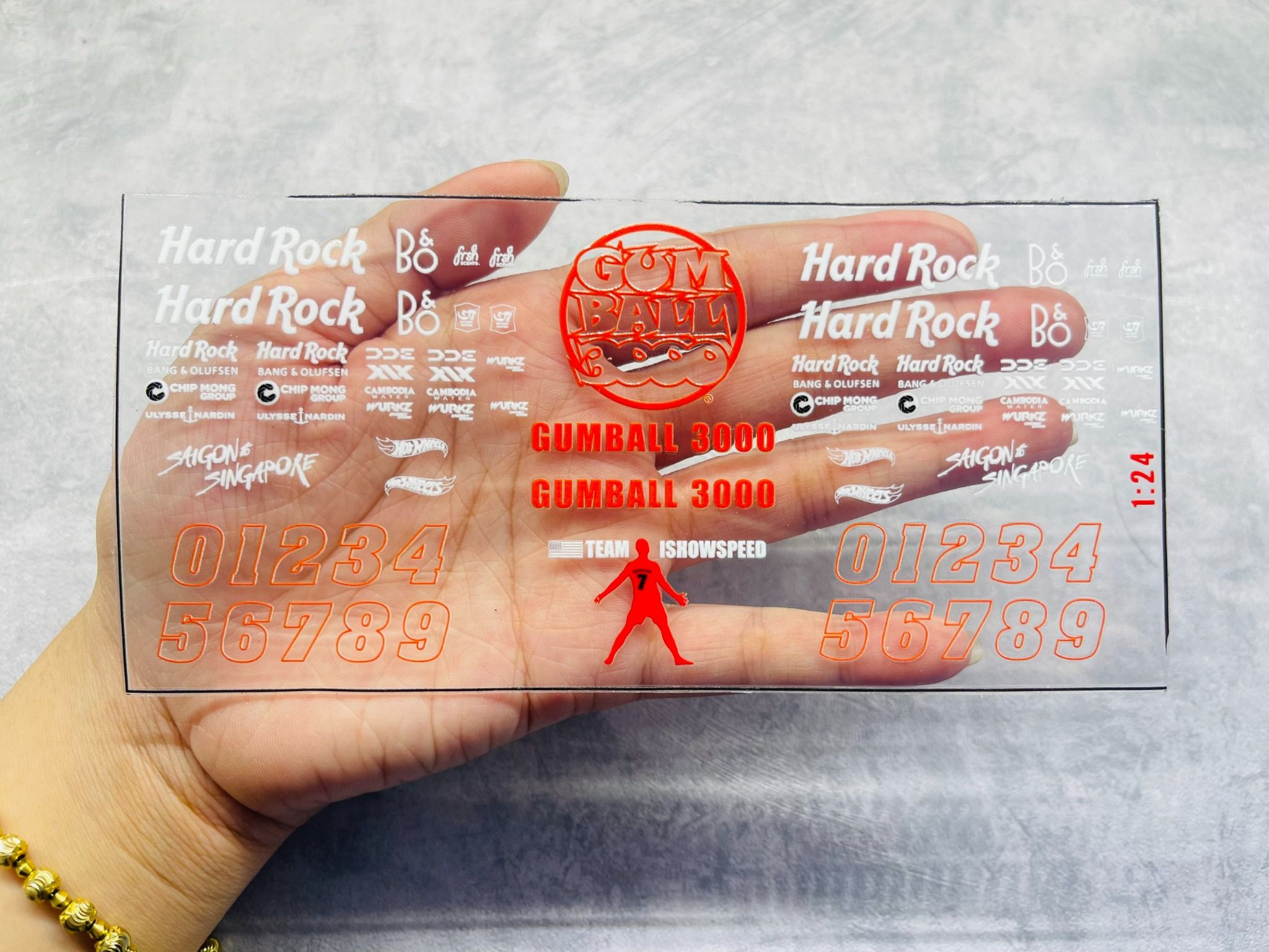 Decal UV sự kiện Gumball 3000 cho mô hình ô tô tỉ lệ 1:24 dán tất cả nền màu Autono1 DC830