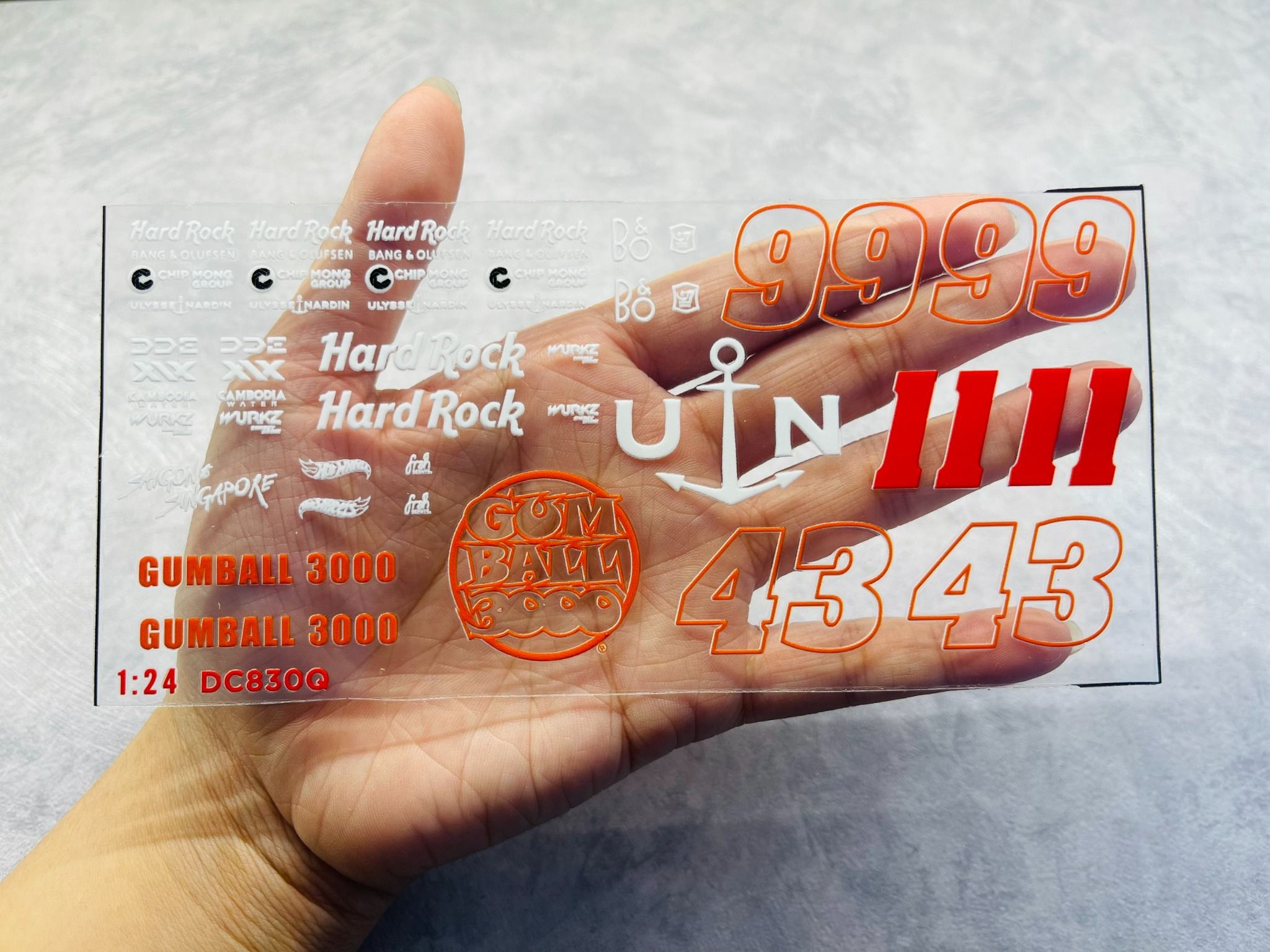Decal UV sự kiện Gumball 3000 cho mô hình ô tô tỉ lệ 1:24 dán tất cả nền màu Autono1 DC830