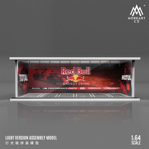 Hộp trưng bày mica mô phỏng showroom Redbull Motul - có đèn kích thước 30x13.3x10cm tỉ lệ 1:64 MoreArt MO914034