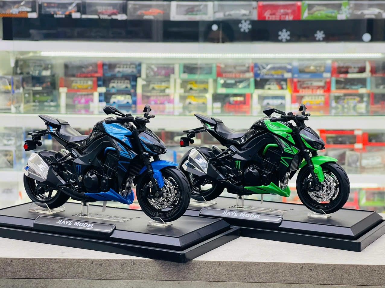 Mô hình xe mô tô Kawasaki Ninja Z1000 có ben nâng tỉ lệ 1:12 Jiaye model MT12015