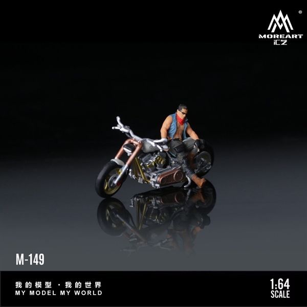Mô hình nhân vật figure kèm xe mô tô Harley White Trendy Male Motorcycle resin tỉ lệ 1:64 MoreArt MO222149