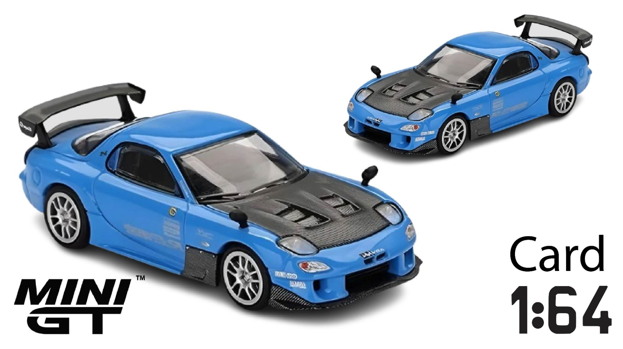 Mô hình xe Mazda RX-7 RE-Amemiya 20B NA 3ROTOR-7 “Ama-san Go” card tỉ lệ 1:64 MiniGT MGT01046-BL