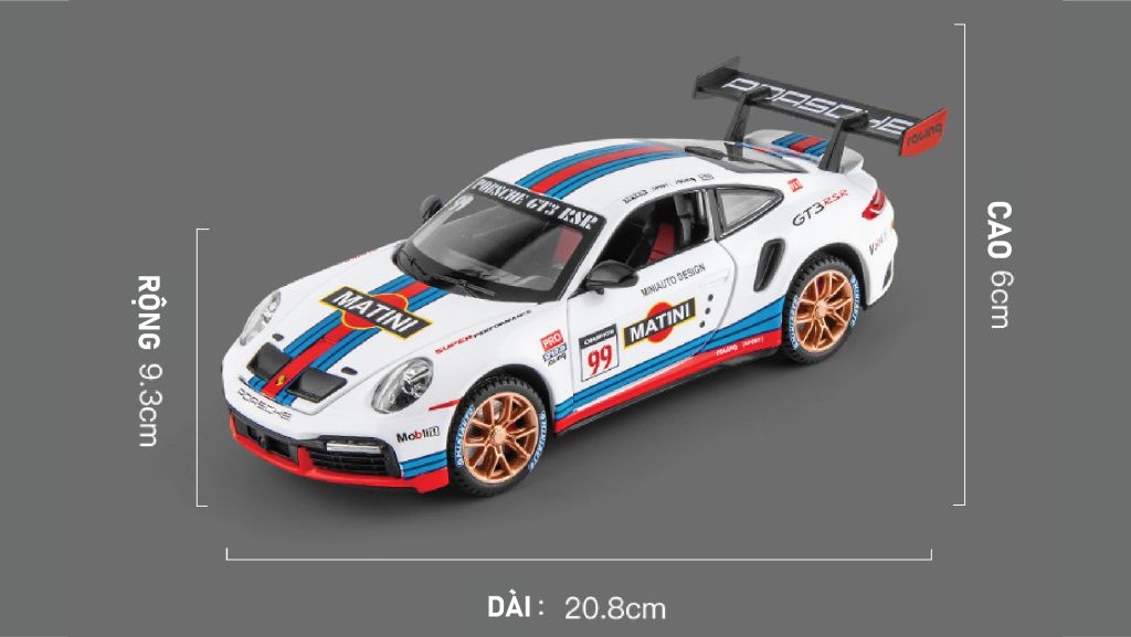 MÔ HÌNH XE PORSCHE 911 GT3 RSR 1:24 MINIAUTO 7975