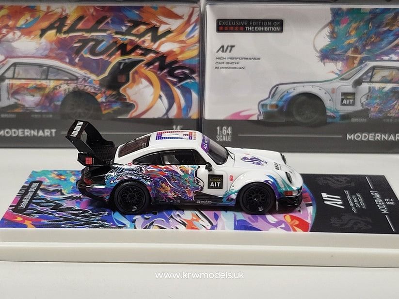 Mô hình xe Porsche 964 RWB Rauth Welt high tail blue Dragon tỉ lệ 1:64 Modern Art More Art MD640870
