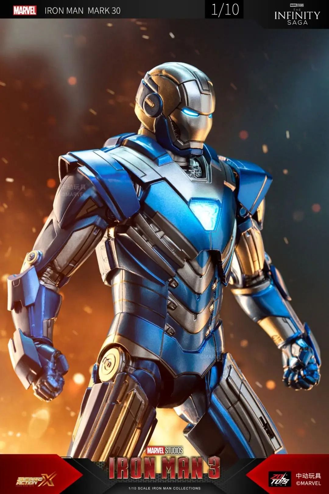 Mô hình nhân vật Marvel Iron man người sắt Mark 30 MK30 SHF Iron man 3 tỉ lệ 1:10 18CM ZD Toys FG262