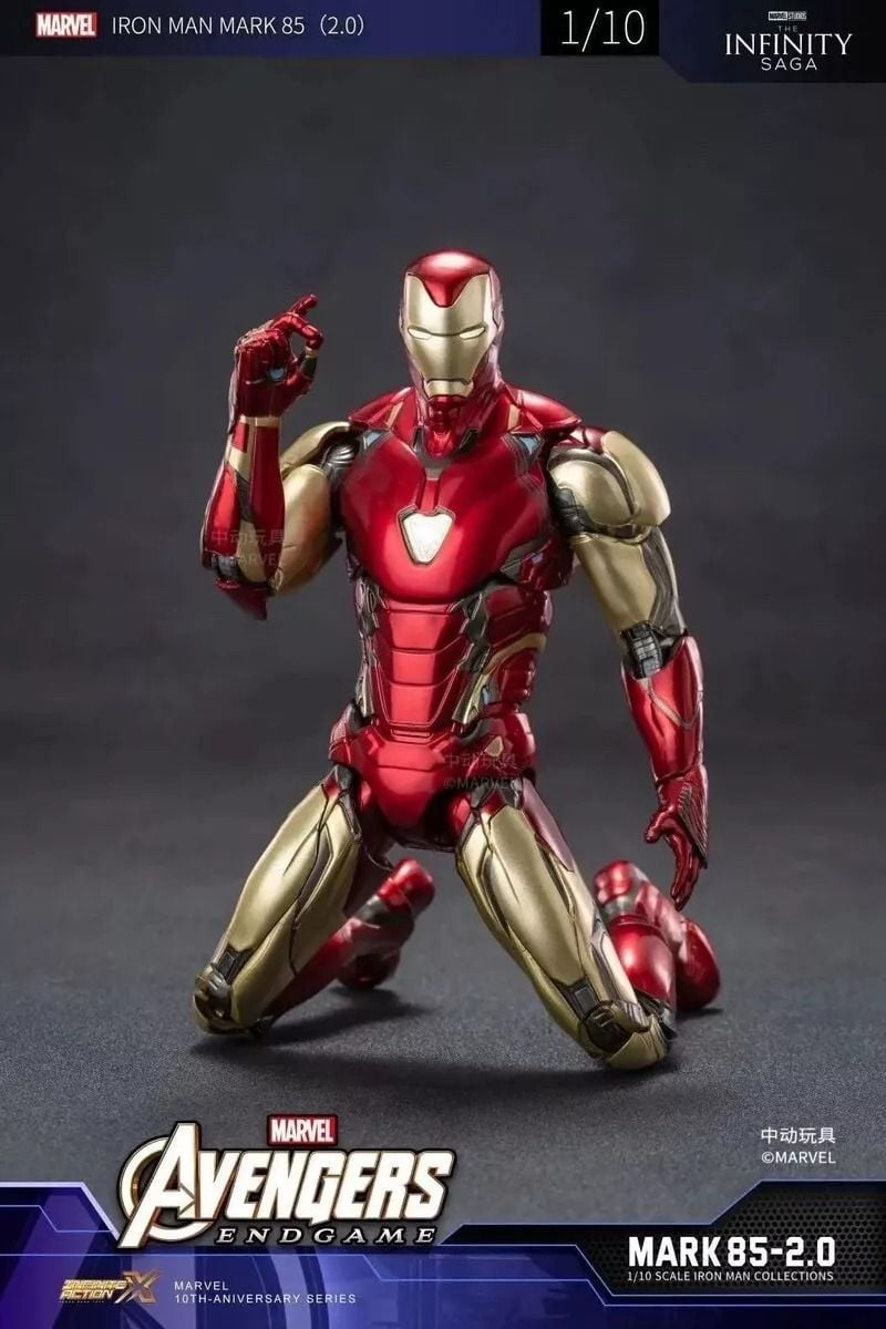 Mô hình nhân vật Marvel Iron man người sắt Mark 85 MK85 SHF Avengers Endgame Ver 2.0 có đèn led + phụ kiện tỉ lệ 1:10 18CM ZD Toys FG264E