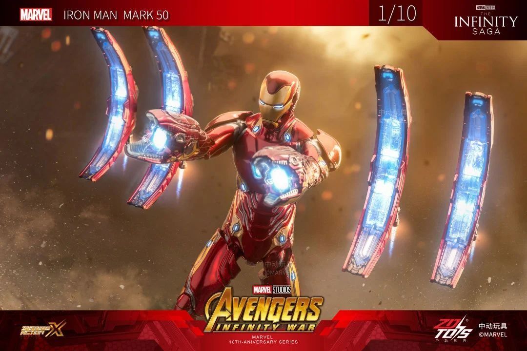 Mô hình nhân vật Marvel Iron man người sắt MK50 Mark L Avengers Infinite war có đèn + Funnel + đế + vũ khí SHF tỉ lệ 1:10 18CM ZD Toys FG264