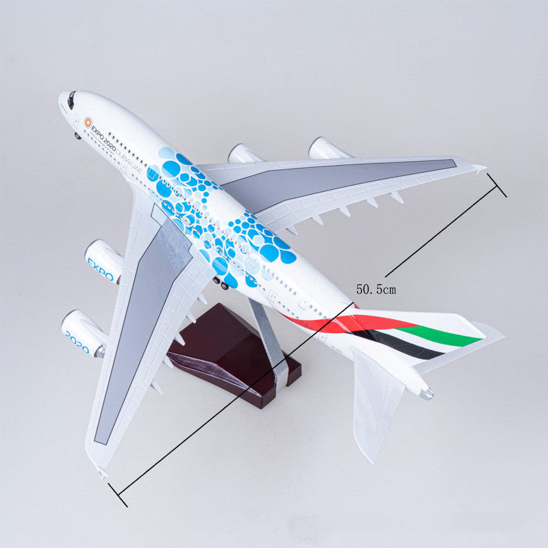  Mô hình máy bay Emirates Expo 2020 Airbus A380 47cm có đèn led tự động theo tiếng vỗ tay hoặc chạm MB47063 