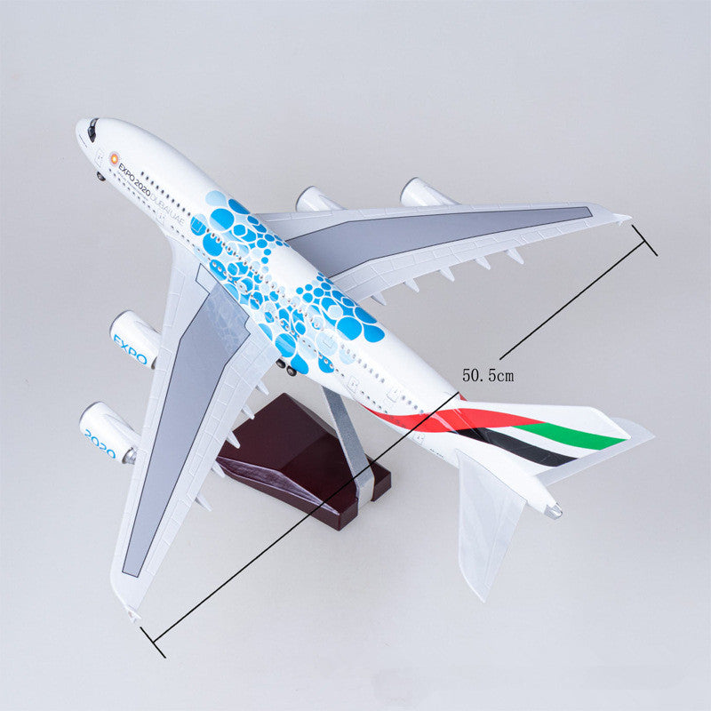 Mô hình máy bay Emirates Expo 2020 Airbus A380 47cm có đèn led tự động theo tiếng vỗ tay hoặc chạm MB47063