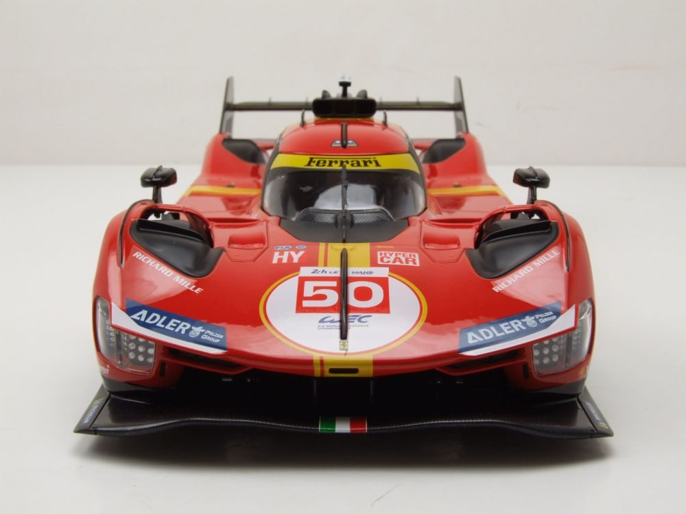 Mô hình xe Ferrari 499P 3.0L turbo V6 team Ferrari Corse #50 - #51 24h Le Mans 2023 18-16301 (#50) tỉ lệ 1:18 Bburago OT374