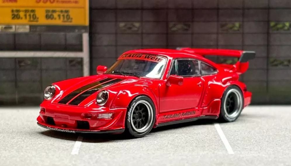 Mô hình xe Porsche Rauth Welt RWB 964 wipe body red low tail tỉ lệ 1:64 Star model OT64024