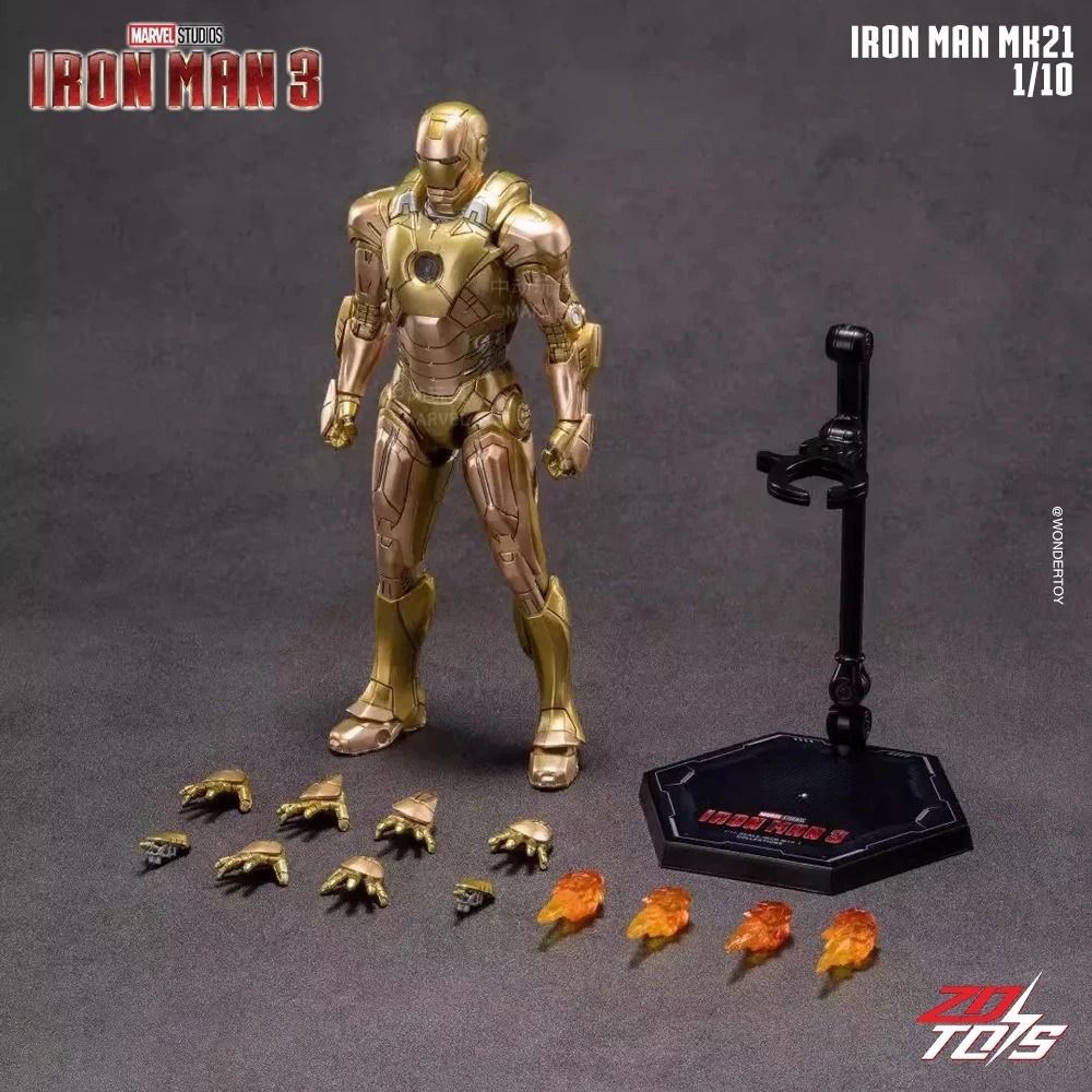 Mô hình nhân vật Marvel Iron man người sắt Mark 21 MK21 SHF Iron man 3 tỉ lệ 1:10 18CM ZD Toys FG262