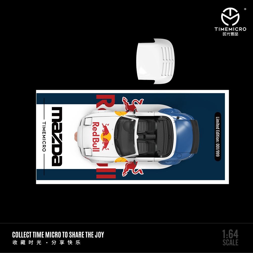 Mô hình xe Mazda MX5 Redbull tháo được mui tỉ lệ 1:64 Time micro TM646907