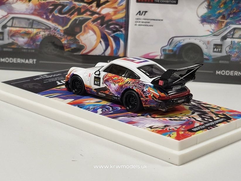 Mô hình xe Porsche 964 RWB Rauht Welt 10th Anniversary high tail Phoenix tỉ lệ 1:64 Modern art More Art MD640869