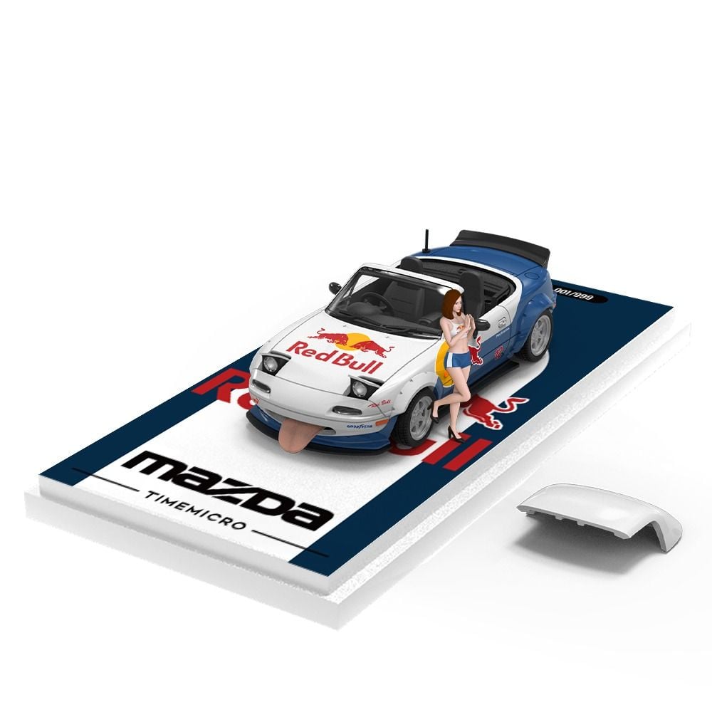 Mô hình xe Mazda MX5 Redbull tháo được mui tỉ lệ 1:64 Time micro TM646907