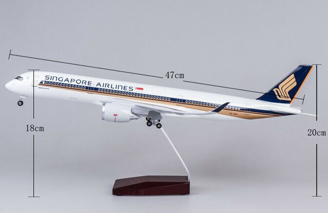 Mô hình máy bay Singapore Airlines Airbus A350 47cm có đèn led tự động theo tiếng vỗ tay hoặc chạm MB47069