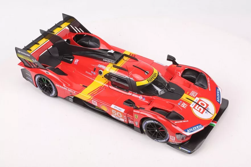 Mô hình xe Ferrari 499P 3.0L turbo V6 team Ferrari Corse #50 - #51 24h Le Mans 2023 18-16301 (#50) tỉ lệ 1:18 Bburago OT374