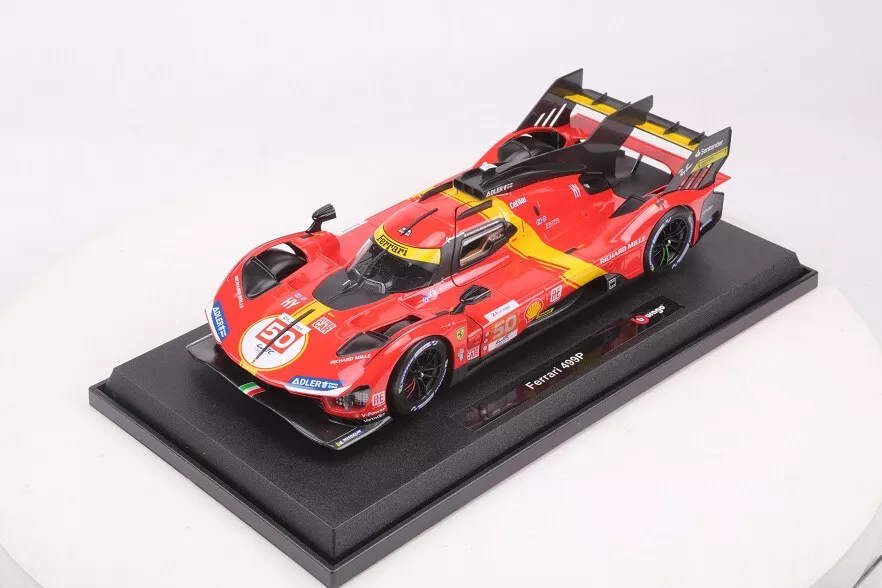 Mô hình xe Ferrari 499P 3.0L turbo V6 team Ferrari Corse #50 - #51 24h Le Mans 2023 18-16301 (#50) tỉ lệ 1:18 Bburago OT374