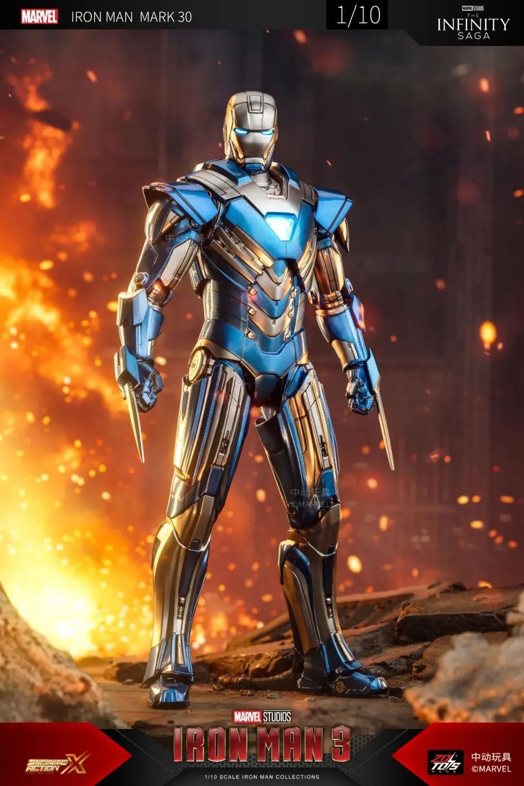 Mô hình nhân vật Marvel Iron man người sắt Mark 30 MK30 SHF Iron man 3 tỉ lệ 1:10 18CM ZD Toys FG262