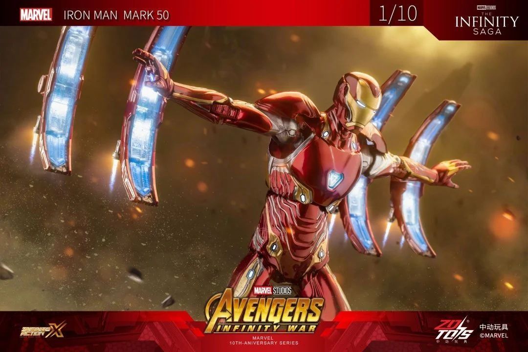 Mô hình nhân vật Marvel Iron man người sắt MK50 Mark L Avengers Infinite war có đèn + Funnel + đế + vũ khí SHF tỉ lệ 1:10 18CM ZD Toys FG264