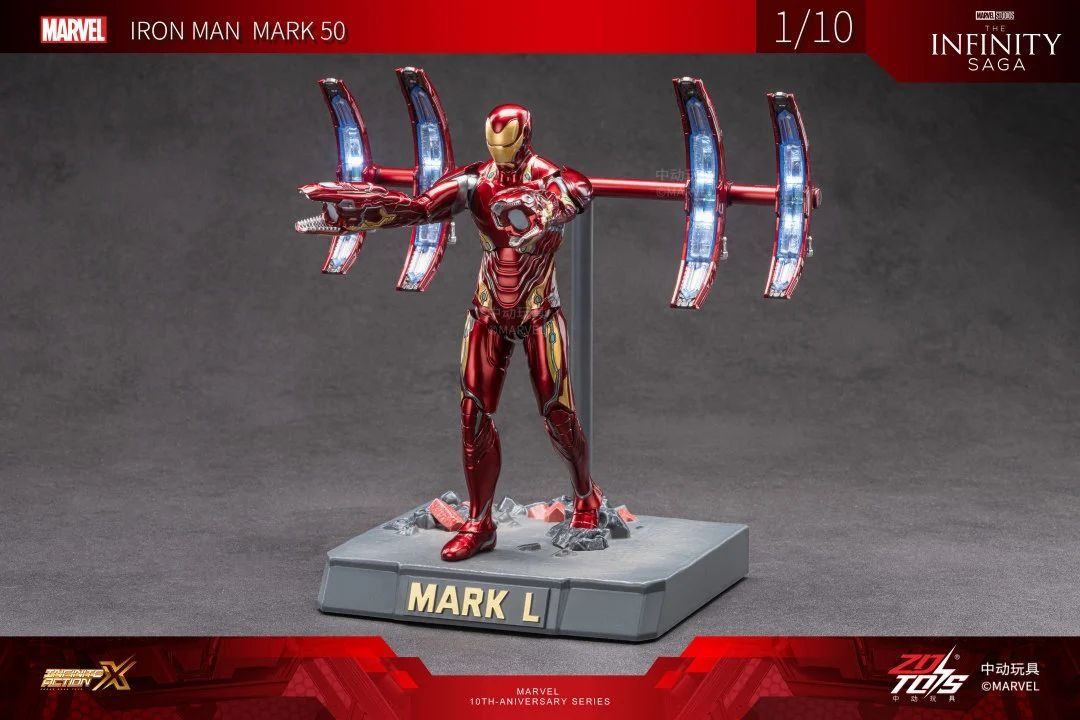 Mô hình nhân vật Marvel Iron man người sắt MK50 Mark L Avengers Infinite war có đèn + Funnel + đế + vũ khí SHF tỉ lệ 1:10 18CM ZD Toys FG264