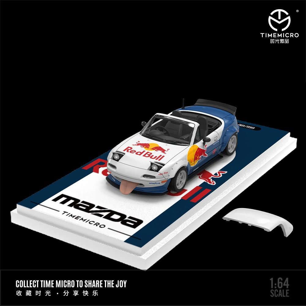 Mô hình xe Mazda MX5 Redbull tháo được mui tỉ lệ 1:64 Time micro TM646907