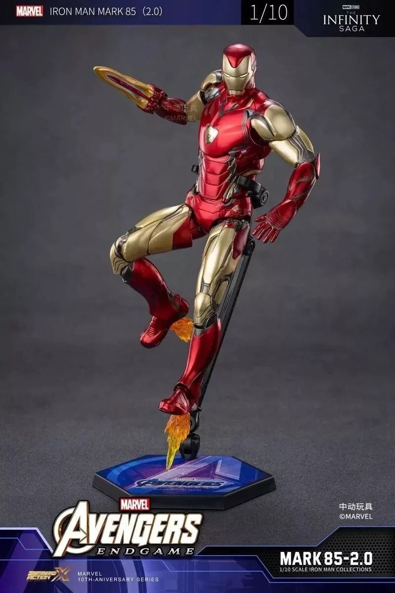 Mô hình nhân vật Marvel Iron man người sắt Mark 85 MK85 SHF Avengers Endgame Ver 2.0 có đèn led + phụ kiện tỉ lệ 1:10 18CM ZD Toys FG264E