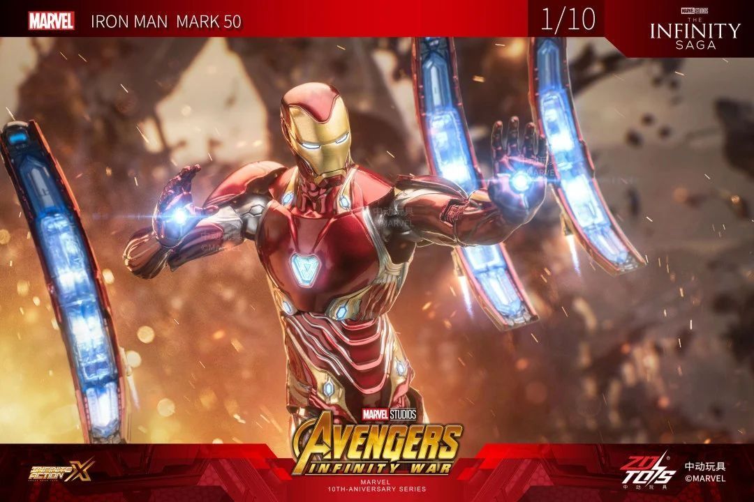 Mô hình nhân vật Marvel Iron man người sắt MK50 Mark L Avengers Infinite war có đèn + Funnel + đế + vũ khí SHF tỉ lệ 1:10 18CM ZD Toys FG264
